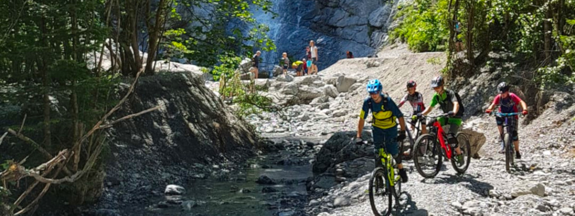 Familie auf dem Mountainbike